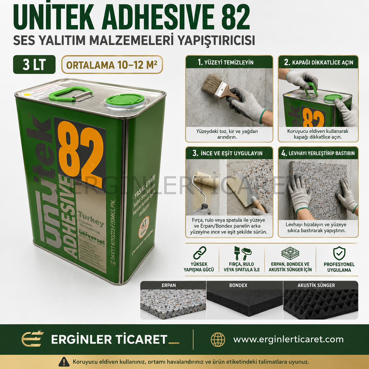 Unitek Adhesive 82 3 lt | Ses Yalıtım Yapıştırıcısı