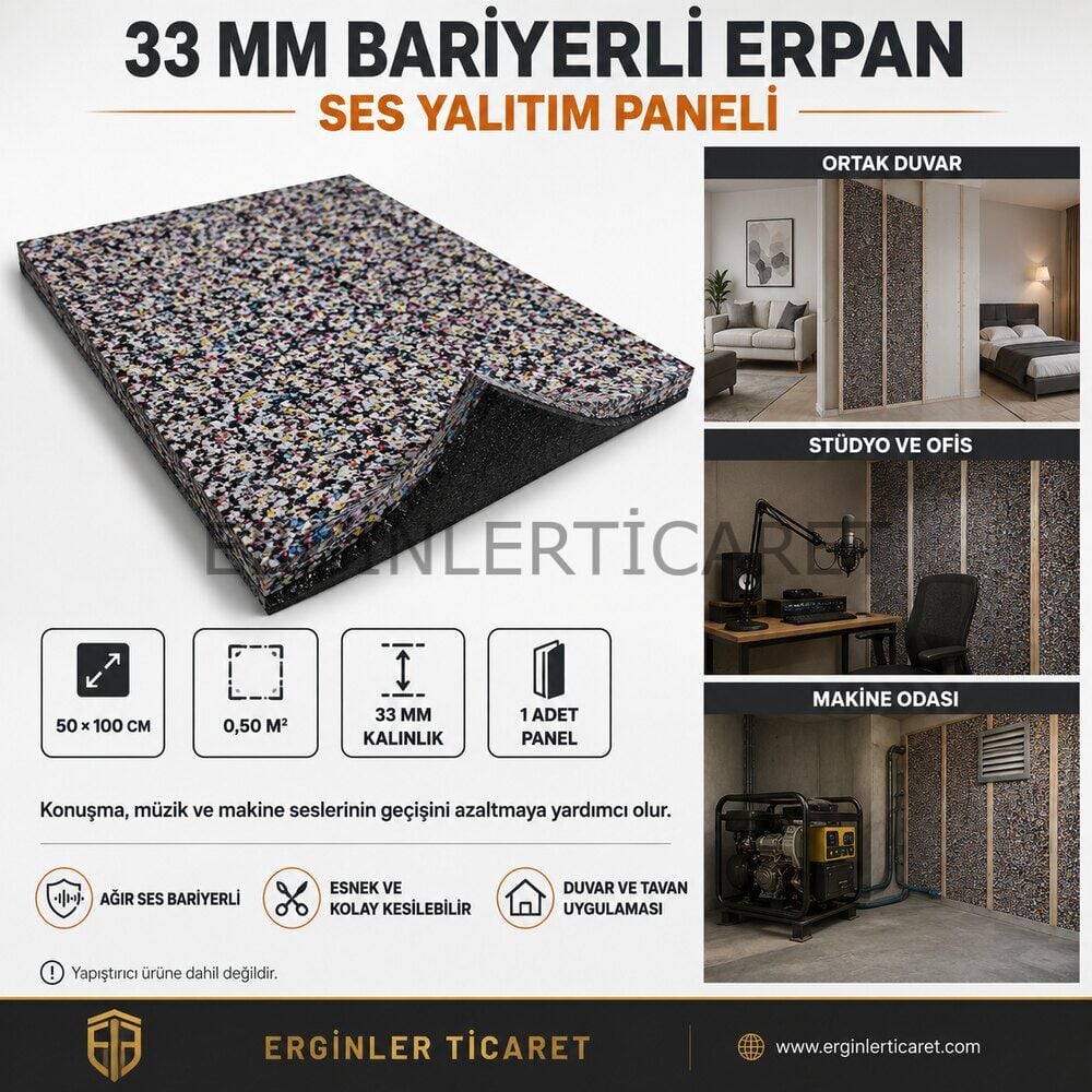 33 mm Bariyerli Erpan Ses Yalıtımı | 50 × 100 cm