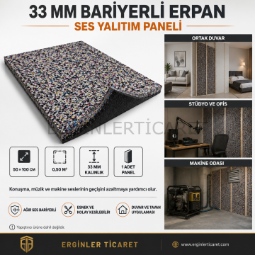Ses Yalıtım Süngeri 33mm Bariyerli Erpan | 50x100 cm Panel