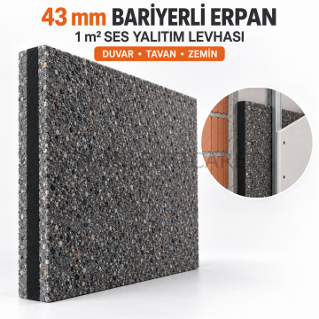 Ses Yalıtımı İçin 43 mm Bariyerli Erpan Levha | 100 × 100 cm