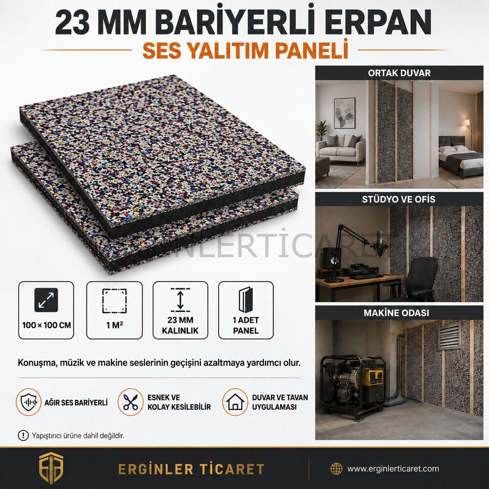 Erpan Ses Yalıtımı Levhası – 2 Tuğla Arası Uygun – 23mm Kalınlık – 1 m²