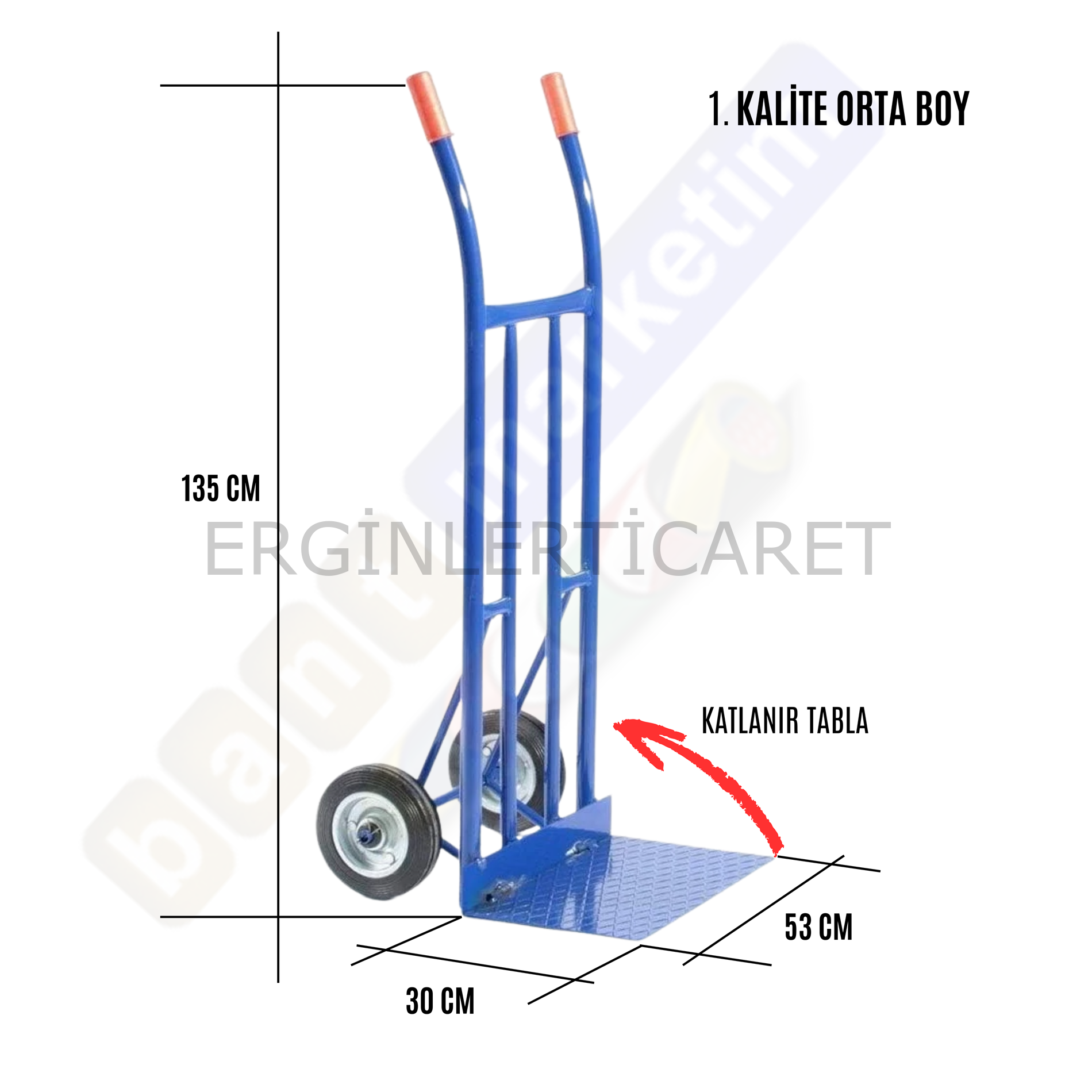 Orta Boy Yük Taşıma El Arabası – Katlanır Tablalı