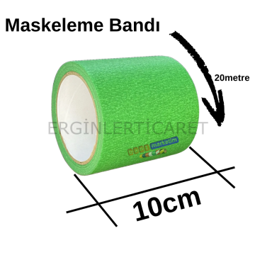 Maskeleme Kağıt Bant Geniş taban bandı 100mmx20mt Yeşil