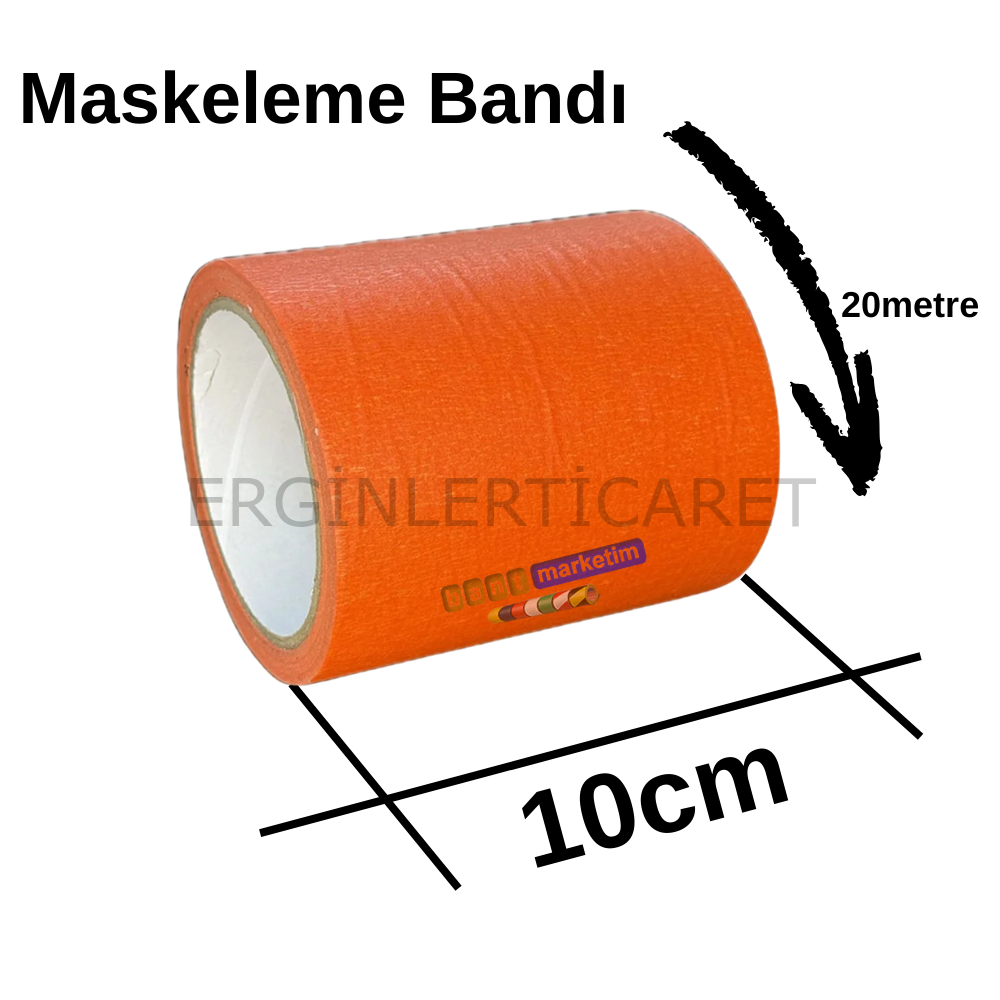 Maskeleme Kağıt Bant Geniş taban bandı 100mmx20mt Turuncu