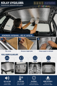 Kaput Altı Alüminyum Folyolu Kendinden Yapışkanlı 6mm 100x150 Kauçuk Ses Yalıtım Levhası