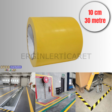 Yer Işaretleme Bandı Sarı 10cmx30m Sarı Zemin Bandı Sarı Ikaz Bandı 100mm