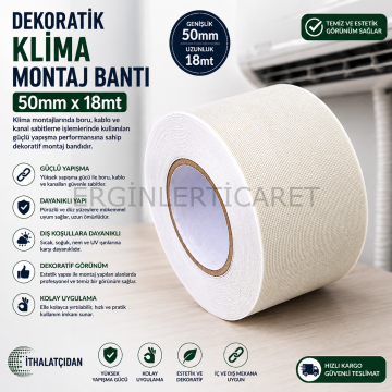 Dekoratif Klima Montaj Sarma Koruma Bandı 50mm x 18mt (1adet)
