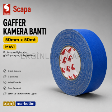 Scapa 3101 Gaffer Kamera Bandı Tamir Bandı 50mmx50mt Mavi