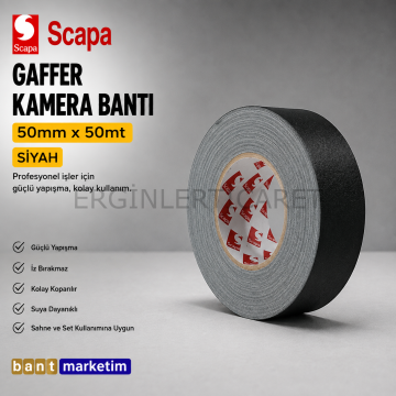 Scapa 3101 Gaffer Kamera Bandı Tamir Bandı 50mmx50mt Siyah