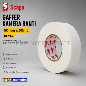 Scapa 3101 Gaffer Kamera Bandı Tamir Bandı 50mmx50mt Beyaz