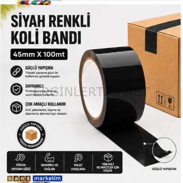 Renkli (Siyah) Koli Bandı 45x100 Metre 6 Adet 1 Paket