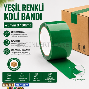 Renkli (Yeşil) Koli Bandı 45x100 Metre 6 Adet