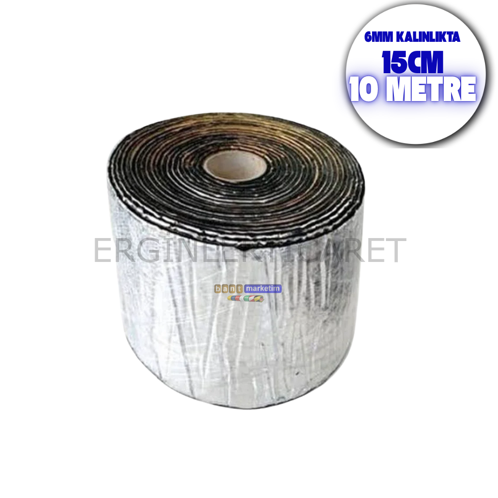Araç Oto Ses Isı Yalıtım Bandı Folyolu Kauçuk Sünger 15cmx10metre 6mm Yapışkanlı