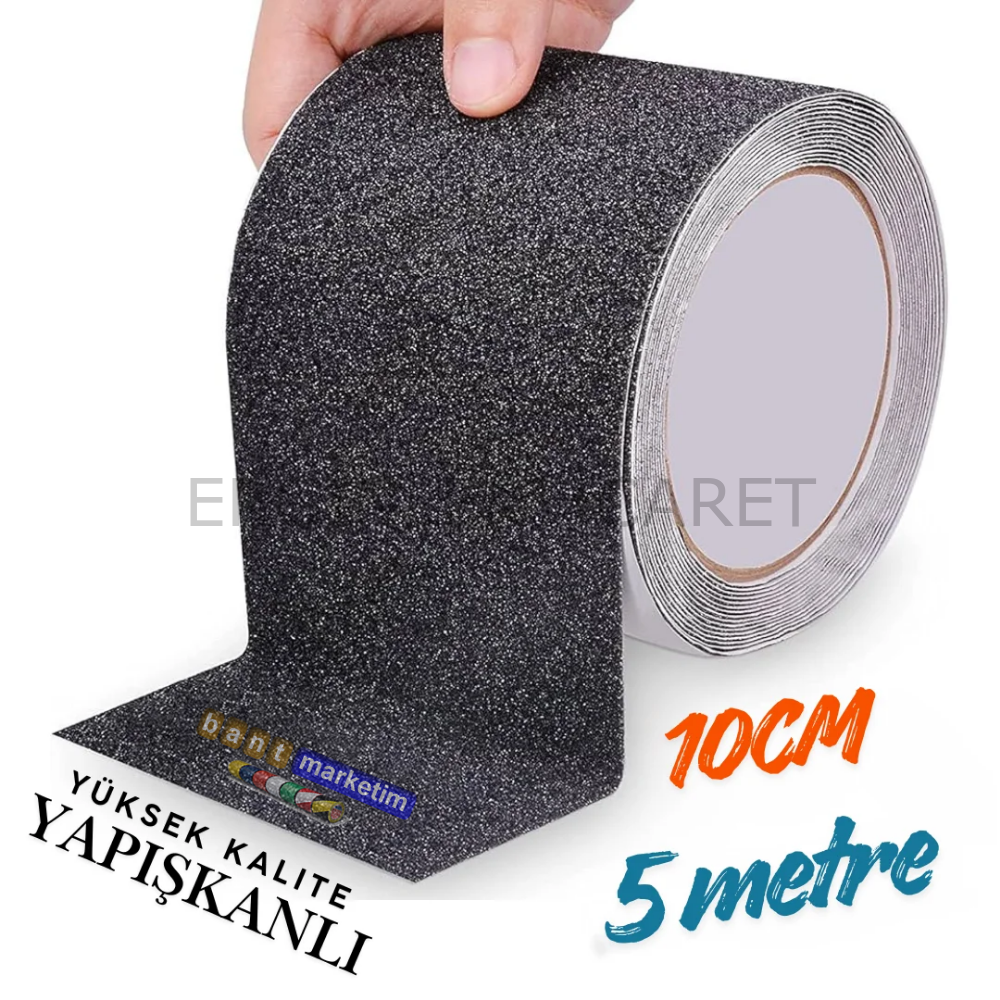 Merdiven Ve Zemin Kaydırmaz Kaymaz Bant 10 cm x 5metre Siyah