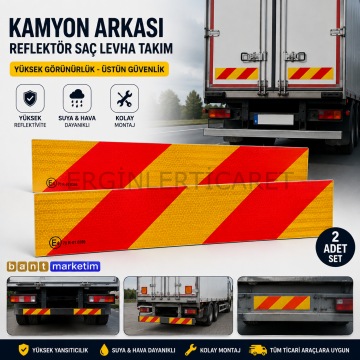 Kamyon Arka Reflektör Saç Levha Takım 2 Adet Kırmızı Sarı Reflektif İşaret Levhası
