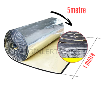 Araç Oto Ses Yalıtımı Alüminyum Folyolu Araç Ses Yalıtım Şiltesi 9mm 100x500cm