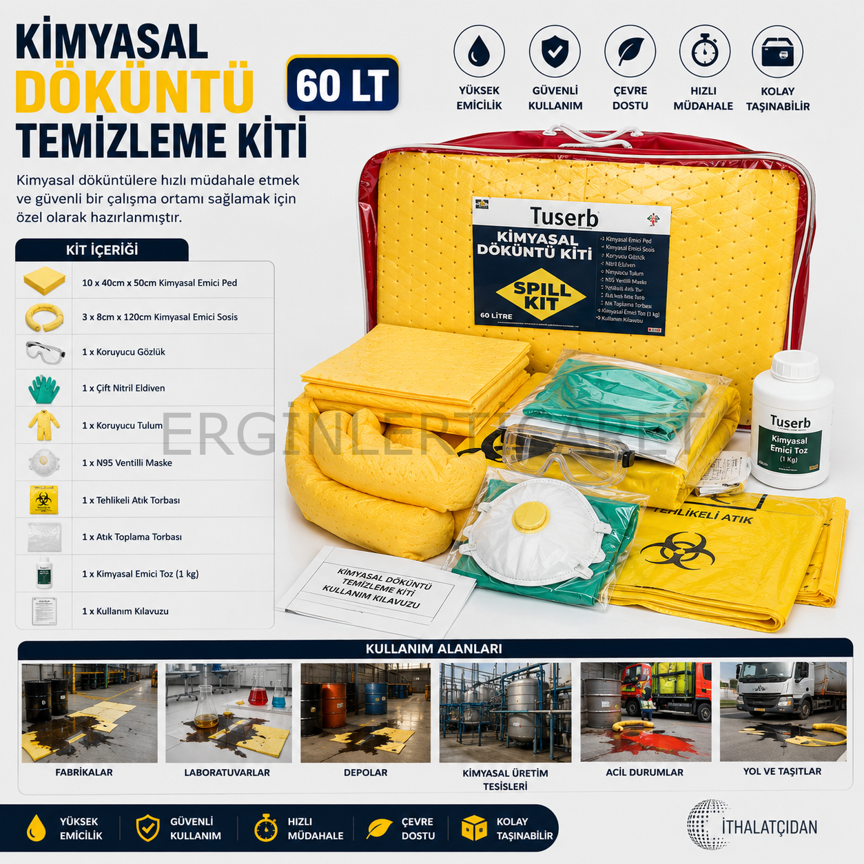 Kimyasal Döküntü Temizleme Kiti 60 Lt
