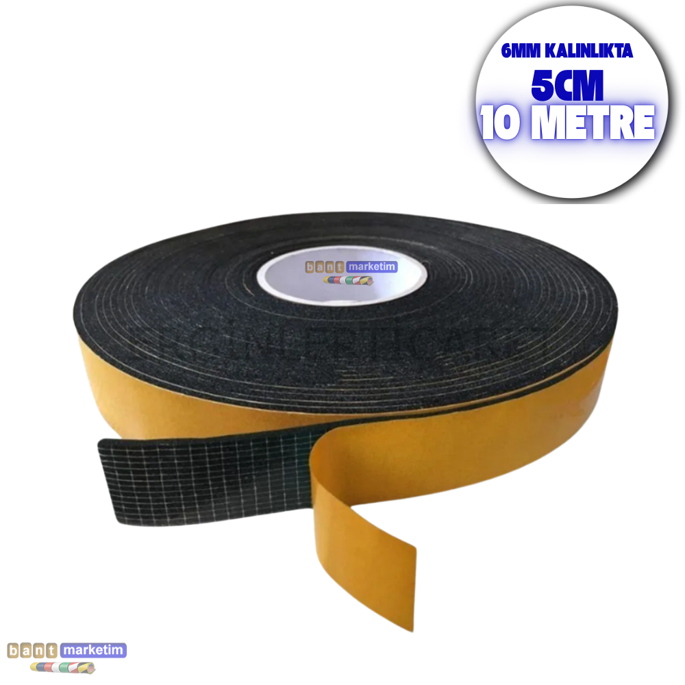 Kauçuk Sünger Bant Isı Ses Titreşim Kesici Bant 6mm Kalın 5cm X 10mt