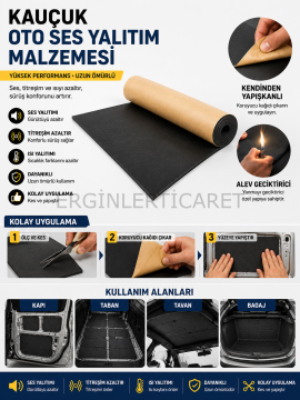 Araç Oto Ses Yalıtımı Kauçuk Köpüğü Bantlı 9mm 100x500 1 Top 5m²