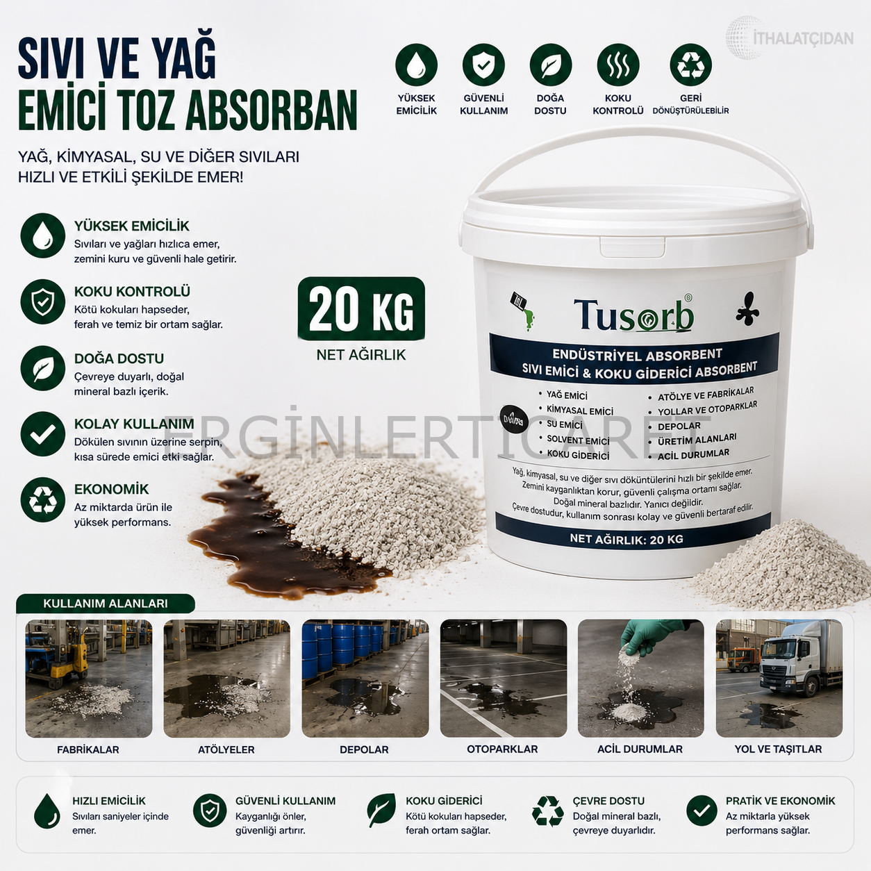 Sıvı Ve Yağ Emici Toz Absorban 20 Kg