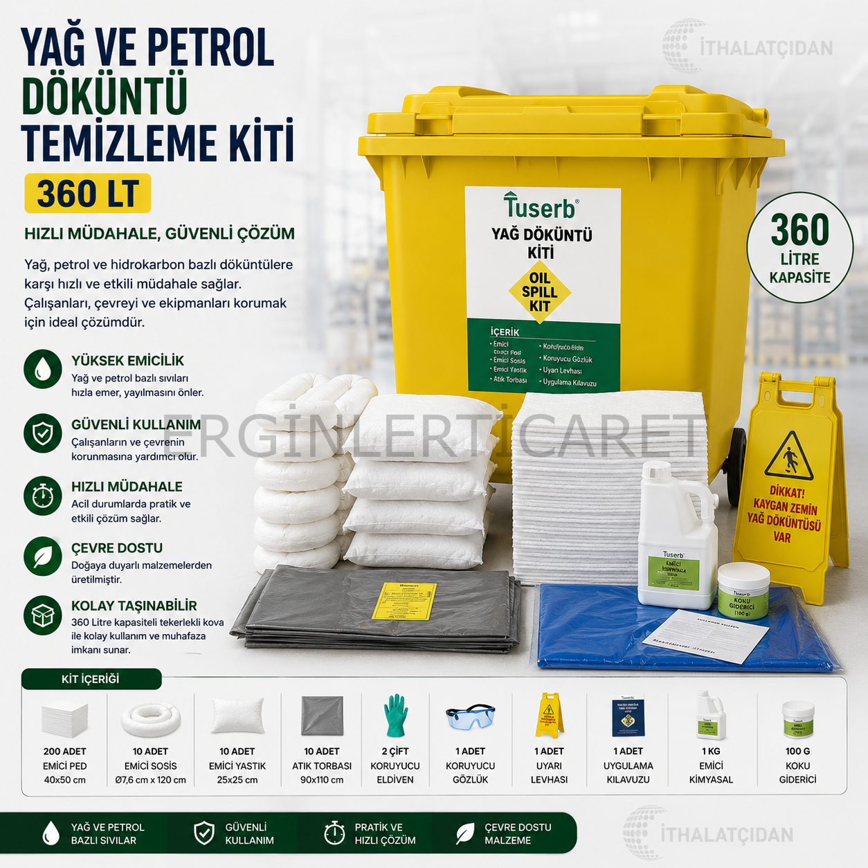 Yağ Ve Petrol Döküntü Temizleme Kiti 360 Lt