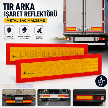 Tır Arka İşaret Reflektörü Metal Sac 2 Adet Set Kırmızı Sarı Reflektif Levha