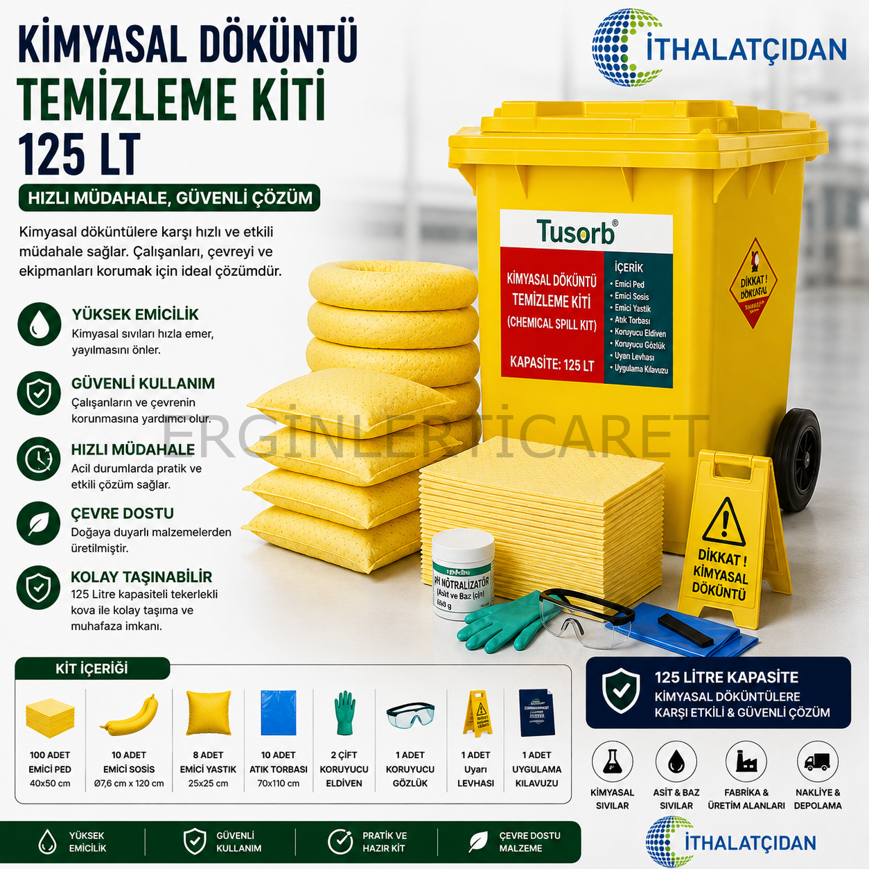 Kimyasal Döküntü Temizleme Kiti 125 Lt