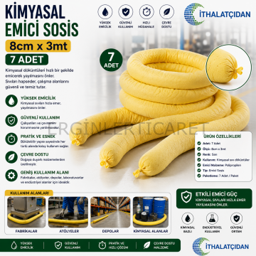 7 Adet Kimyasal Emici Sosis 8cm X 3mt