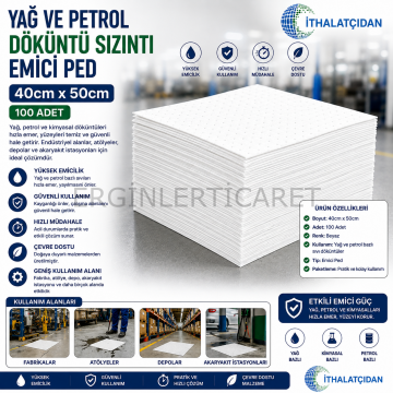 Yağ Ve Petrol Döküntü Sızıntı Emici Ped 40cmx50cm 100 Adet