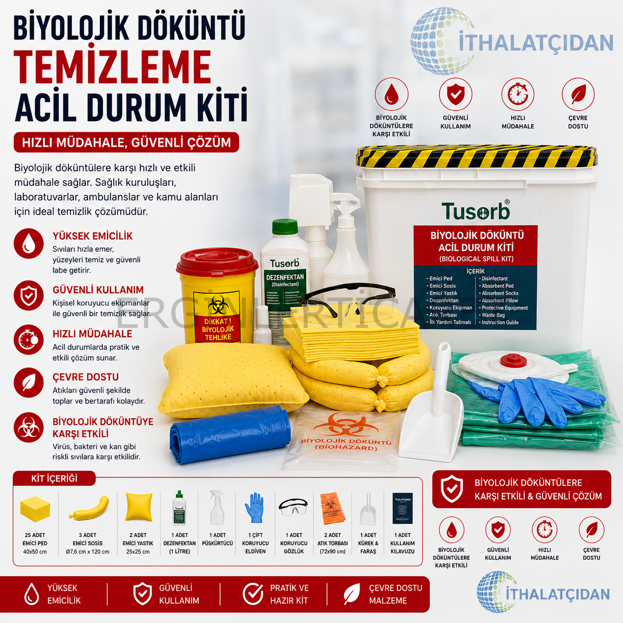 Biyolojik Döküntü Temizleme Acil Durum Kiti