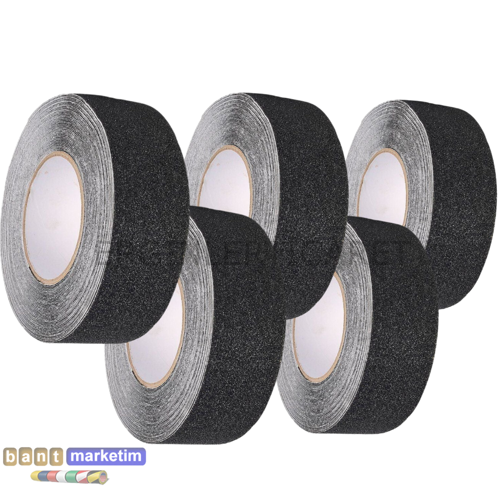 5 Adet Merdiven Ve Zemin Kaydırmaz Kaymaz Bant 50mm X 25mt Siyah