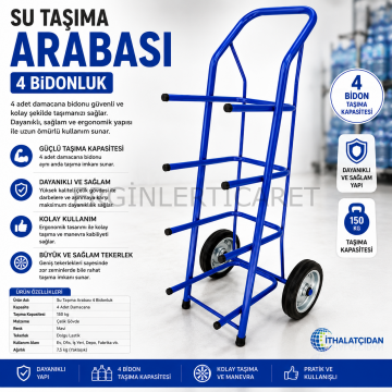 Su Taşıma Arabası 4 Bidonluk Damacana Taşıma Arabası Çelik Gövde
