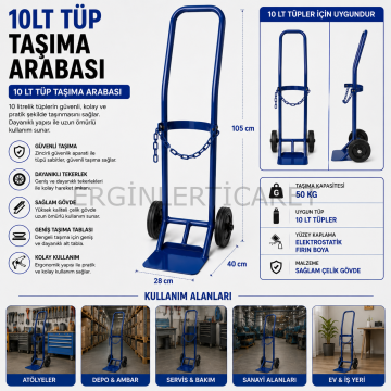 Tüp Taşıma Arabası 10 Lt Portatif Gaz Tüpü Taşıma El Arabası