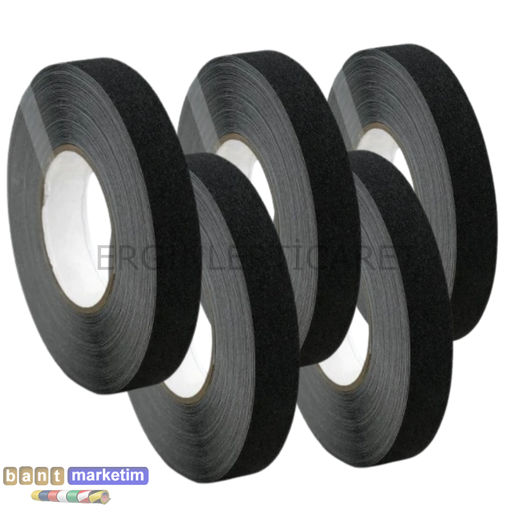 5 Adet Merdiven Ve Zemin Kaydırmaz Kaymaz Bant 25 mm x25 mt Siyah