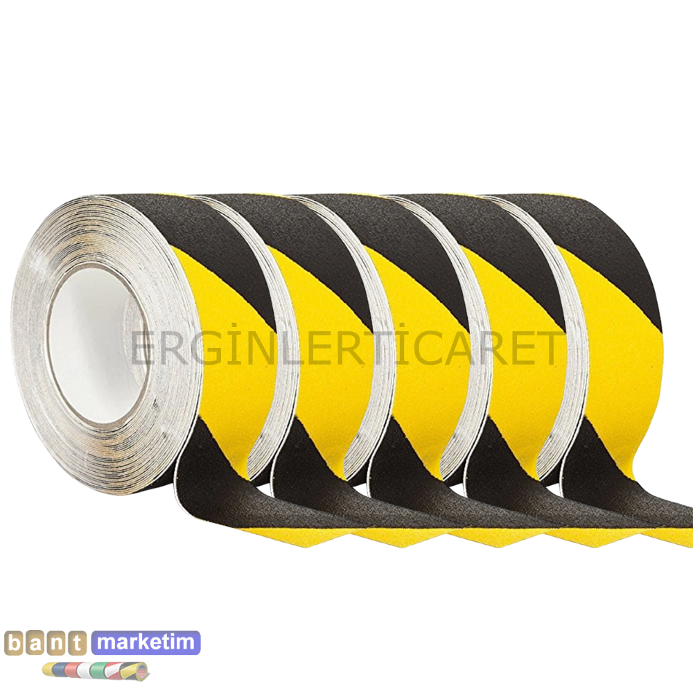 5 Adet Merdiven Ve Zemin Kaydırmaz Bant 50mm x 25metre Sarı Siyah