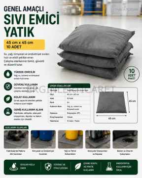Genel Amaçlı Sıvı Emici Yatık 45 cmx45 cm 10 Adet