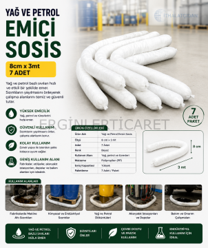 7 Adet Yağ Ve Petrol Emici Sosis 8cm X 3mt