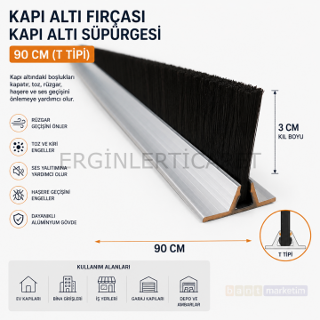Kapı Altı Fırçası Kapı Altı Süpürgesi 90 Cm (t Tipi) 3cm Kıl Boyu