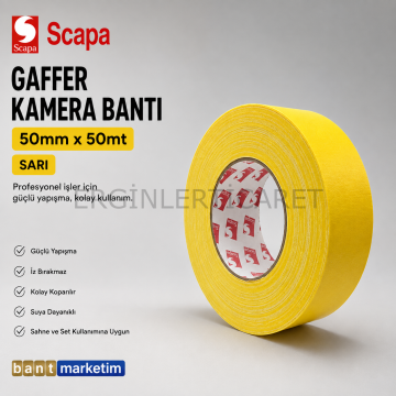 Scapa 3101 Gaffer Kamera Bandı Tamir Bandı 50mmx50mt Sarı