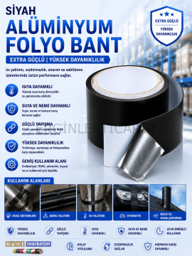 Mat Siyah Alüminyum Folyo Bant 50mm x 25mt