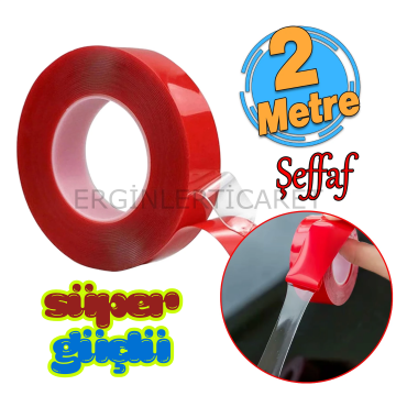 Çift Taraflı Silikon Bant Kırmızı Güçlü Yapışkanlı Su Geçirmez Bant Çerçeve Tablo Bandı 18x2m
