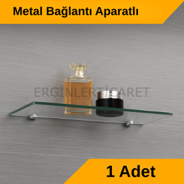 Pleksi Hayalet Raf 8mm | Banyo Mutfak Düzenleyici Metal Bağlantılı Şeffaf Raf - 40 Cm