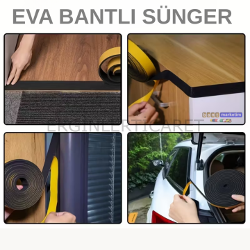 Eva Neopren Conta Sünger Bantlı Sızdırmazlık Bandı 2mm Kalınlıkta 50mmx25mt