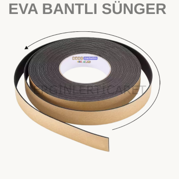Eva Neopren Conta Sünger Bantlı Sızdırmazlık Bandı 4mm Kalınlıkta 40mmx20mt