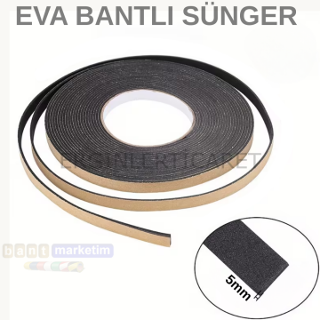 Eva Neopren Conta Sünger Bantlı Sızdırmazlık Bandı 5mm Kalınlıkta 30mmx20mt