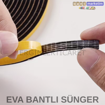 Eva Neopren Conta Sünger Bantlı Sızdırmazlık Bandı 10mm Kalınlıkta 20mmx10mt