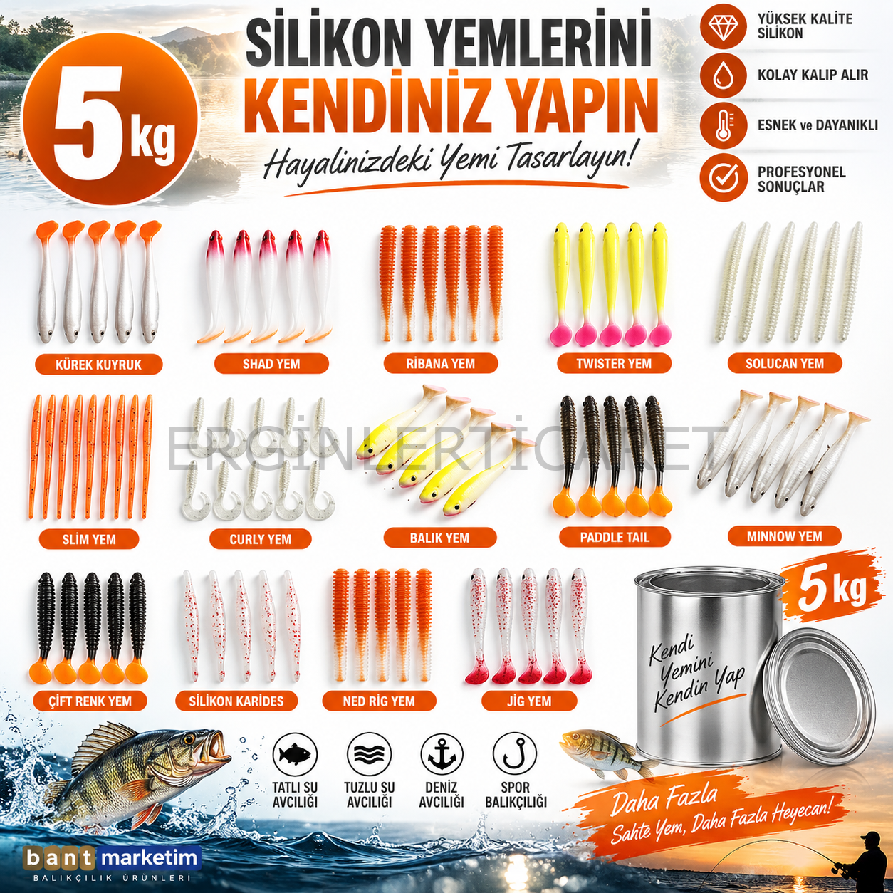 Silikon Balık Yemi Hammaddesi 5 KG – Evde Silikon Yem Yapımı İçin Sıvı Silikon (25 Shore)