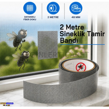 Sineklik Tamir Bandı 50mm x 2m Kendinden Yapışkanlı Yama Bandı Delik ve Yırtık Onarım