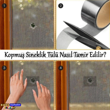 Sineklik Tamir Bandı 50mm x 2m Kendinden Yapışkanlı Yama Bandı Delik ve Yırtık Onarım (2 Adet)