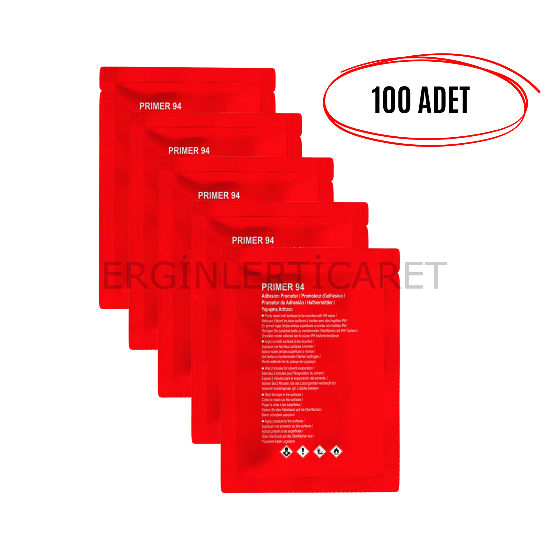 3m Primer 94 Bant Yapıştırıcı Arttırıcı Kuvvetlendirici Primer Mendil (100adet )